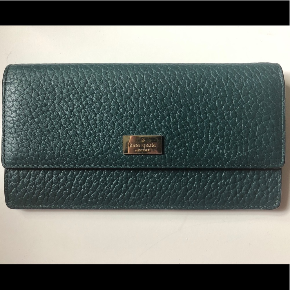 Kate spade leather wallet In emerald forest